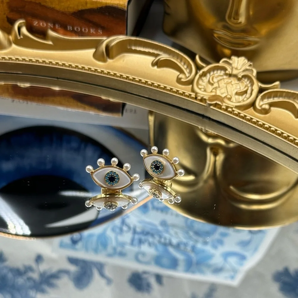 🆕 KATE SPADE 🧿 NWT Evil Eye Statement Studs - Crystal & Pearl - Picture 4 of 15